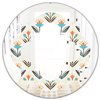 Designart Pattern with Floral Ornament 24-in L x 24-in W Round Polished Wall Mirror