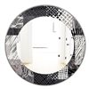 Designart Hand-Drawn Vintage Lines in Shades of Grey 24-in L x 24-in W Round Polished Wall Mirror