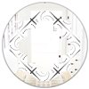 Designart 24-in x 24-in White Retro Geometrical Abstract Minimal Pattern III Modern Round Mirror