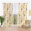 Designart Golden Floral III 63-in Polyester Semi-Sheer Standard Lined Curtain Panels