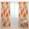 Designart Hand Drawn Asian Flowers with Orange Watercolour 63-in Polyester Blackout Standard Lined Curtain
