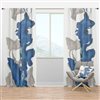 Designart 120-in x 52-in Gouache Sapphire on Gray VI Modern Curtain Panels
