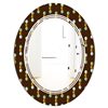 Designart 35.4-in x 23.7-in Brown Geometric Mod Dots Decorative Oval Mirror
