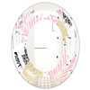 Designart 35.4-in x 23.7-in Golden Pineapple Pink Leaves Modern Oval Wall Mirror