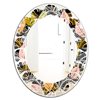 Designart 35.4-in x 23.7-in Multi-Colour Autumn Leaves Pattern and Modern Oval Wall Mirror