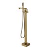 CASAINC 1-Handle Residential Freestanding Bathtub Faucet with Hand Shower in Brushed Brass