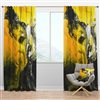 Designart 108-in x 52-in Hand Painted Acrylic Marble with Yellow and Black  Blackout Curtain