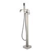Casainc Brushed Nickel Commercial Freestanding 1-Handle Bathtub Faucet with Hand Shower