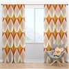 Designart Retro Abstract Design XII 63-in Yellow and Orange Polyester Blackout Standard Lined Single Curtain Panel