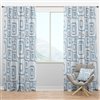 Designart 84-in x 52-in 3D White And Blue Pattern I Blackout Curtain Panel