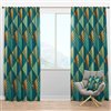 Designart 84-in Gold and Blue Dynamics I Mid-Century Modern Blackout Curtain Panel