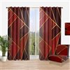 Designart Yellow Triangulars over Shades of Red  120-in Semi-Sheer Standard Lined Curtain Panels