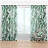 Designart Bright Green Tropical Leaves 84-in Semi-Sheer Standard Lined Curtain Panels