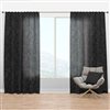Designart 3D Leaves in Shades of Black 120-in Semi-Sheer Standard Lined Curtain Panels