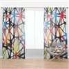 Designart Triangular Abstract Black and White Lined 3D Illustration  95-in Semi-Sheer Standard Lined Curtain