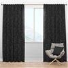 Designart 3D Leaves in Shades of Black  95-in Blackout Standard Lined Curtain Panel