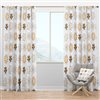 Designart 108-in x 52-in White Retro Floral Pattern VIII Blackout Curtain Panel