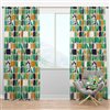 Designart 63-in x 52-in Multicolour Geometric Pattern with Leaves and Flowers Blackout Curtain Panel