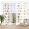 Designart 84-in x 52-in White Retro Floral Pattern VIII Semi-Sheer Curtain Panel