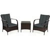 Costway Rattan and Metal Frame Patio Conversation Set with Grey Cushions - 3-Piece