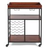 CASAINC Brown Metal Base With Wood Top 3-Tier Bar Cart with Wine Bar (18-in x 28-in x 36.5-in)