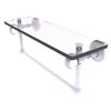 Allied Brass Pacific Grove Matte White Finish 1-Tier Glass Wall Mount Bathroom Shelf with Towel Bar