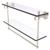 Allied Brass Pacific Grove 22-in Polished Nickel Double Glass Wall Mount Bathroom Shelf with Twisted Accents