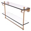Allied Brass Pacific Grove 22-in Brushed Bronze 2-Tier Glass Wall Mount Bathroom Shelf with Towel Bar