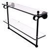 Allied Brass Pacific Grove 22-in Matte Black Double Glass Wall Mount Bathroom Shelf with Dotted Accents