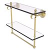 Allied Brass Pacific Grove 16-in  Unlacquered Brass Double Glass Wall Mount Bathroom Shelf with Twisted Accents