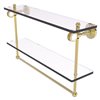 Allied Brass Pacific Grove 22-in Unlacquered Brass Double Glass Wall Mount Bathroom Shelf with Dotted Accents