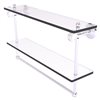 Allied Brass Pacific Grove 22-in Polished Chrome Double Glass Wall Mount Bathroom Shelf with Grooved Accents