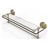 Allied Brass Que New Wall Mount Satin Brass Glass Bathroom Shelf with Towel Bar