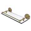 Allied Brass Que New Unlacquered Brass Wall Mount Tempered Glass Bathroom Shelf with Gallery Rail