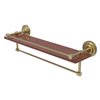 Allied Brass Que New Wall Mount Satin Brass Wood Bathroom Shelf with Gallery Rail and Towel Bar