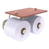 Allied Brass Que New Polished Nickel Wall Mount 2-Roll Toilet Paper Holder with Wood Shelf