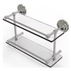 Allied Brass Que New Satin Nickel 2-Tier Wall Mount Glass Bathroom Shelf with Gallery Rail
