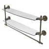 Allied Brass Retro Dot Antique Brass 24-in Two Tiered Glass Shelf with Integrated Towel Bar