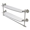 Allied Brass Retro Dot Satin Nickel 24-in Two Tiered Glass Shelf with Integrated Towel Bar