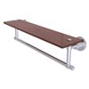 Allied Brass Washington Square Satin Chrome 22-in Solid IPE Ironwood Shelf with Integrated Towel Bar