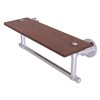 Allied Brass Washington Square Satin Chrome 16-in Solid IPE Ironwood Shelf with Integrated Towel Bar