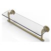 Allied Brass Washington Square Satin Brass 22-in Glass Vanity Shelf with Integrated Towel Bar