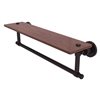 Allied Brass Washington Square Antique Bronze 22-in Solid IPE Ironwood Shelf with Integrated Towel Bar