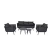 Henryka Metal Patio Conversation Set with Brown Polyester Cushions - 5-Piece