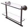 Allied Brass Washington Square Venetian Bronze 16-in Two Tiered Glass Shelf with Integrated Towel Bar