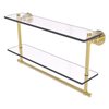 Allied Brass Washington Square Unlacquered Brass 22-in Two Tiered Glass Shelf with Integrated Towel Bar