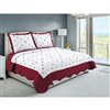 Marina Decoration Red and White Floral King Quilt Set - 3-Piece
