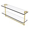 Allied Brass Polished Brass 22-in Two Tiered Glass Shelf with Integrated Towel Bar