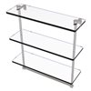 Allied Brass 16-in Triple Tiered Glass Shelf with Integrated Towel Bar - Satin Nickel