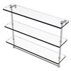 Allied Brass Satin Nickel 16-in Triple Tiered Glass Shelf with Integrated Towel Bar